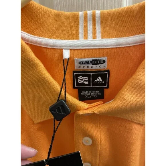 NWT Adidas ClimaLite Polo Shirt Men's Xl Embroidered Logo Orange - Picture 5 of 11
